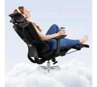 MELOKEA Silla Ergonomica Escritorio con Reposapiés, Silla de Oficina | Asiento Regulable en Profundidad, Reposabrazos 4D, Reposacabezas 3D, Ruedas de Goma, Reclinable 4 Niveles, Despacho & Gaming