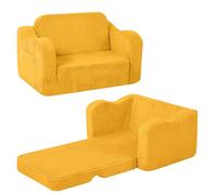 MeMoreCool Cord Sofá infantil, sillón relajante para niños, sofá de salón para bebés, mini sofá para rincón de mimos del dormitorio infantil, sofá desplegable para niños y niñas de 1-3 años, Amarillo