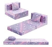 MeMoreCool Sofá cama para niños, colchón de suelo para silla infantil que brilla en la oscuridad, sofá modular plegable para niños, colchón plegable para sala de juegos, patrón de unicornio