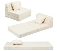 MeMoreCool Sofá cama para niños, silla de pana para niños, sofá modular de juegos, sofá plegable para niños, colchón convertible para sala de juegos, color beige