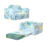 MeMoreCool Sofá Infantil Plegable 2 en 1 con Cama, Mini Sillón para la Habitación de los Niños, Elegante de Juego para Niñas y Niños, Dinosaurios Azules