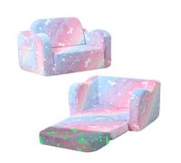 MeMoreCool Sofá infantil plegable, 2 en 1, sofá cama infantil, sillón infantil con función de dormir, minisofá para rincones acogedores, sofá de juegos para niñas y niños, arco iris luminoso