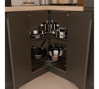 Menage Confort Bandeja Giratoria 270º para Armario Esquinero de Cocina, Metal, Acero Antracita, Diámetro 700mm / Alto 730-780mm