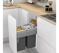Menage Confort Cubo de Basura extraíble con Apertura automática para Armario de Cocina - 2 contenedores de 24L - Cubos de Reciclaje, Ancho 462-468 mm