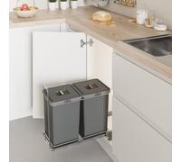 Menage Confort Cubo de Basura Extraíble para Armario de Cocina Ancho Exterior Mín 400mm, Capacidad 24/24 Litros, Polipropileno Antracita