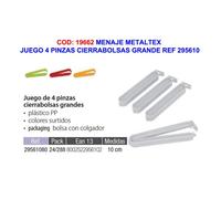 Menaje metaltex juego 4 pinzas cierrabolsas grande ref 295610