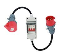 MENAYODA Adaptador CEE 63 A 400 V macho a 32 A 400 V acoplamiento de alta corriente con disyuntor 32 A - IP44 CEE enchufe H07RN-F 5G4/5G6 de goma 5 x 2,5 mm