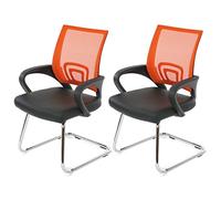 Mendler 2 x Silla de Conferencia Ancona, Piel sintética, Silla ~ Naranja