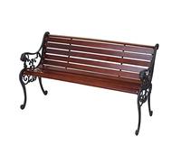 Mendler Banco de jardín HWC-F98AM, banco de parque, banco de madera, 2 plazas, hierro fundido, 125 cm, 20 kg, color marrón