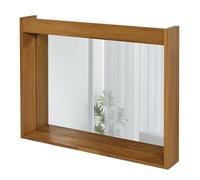 Mendler Espejo de pared de teca HWC-M75, espejo de baño, marco de madera, teca de alta calidad de grado B (madera de núcleo, 20-30 años), 77 x 100 cm
