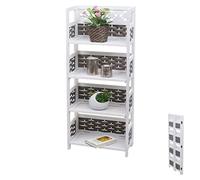 Mendler HWC-K86 - Estantería plegable (4 estantes, madera, 110 cm), color blanco y gris