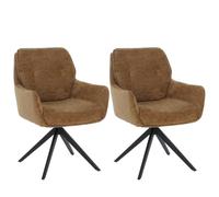 Mendler HWC-Q37 - Juego de 2 sillas de comedor giratorias (680 g/m², felpilla, certificado Öko-Tex, metal), color amarillo mostaza