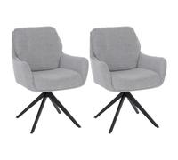 Mendler HWC-Q37 - Juego de 2 sillas de comedor giratorias, tela (680 g/m²), felpilla Öko-Tex y metal MVG, color gris claro