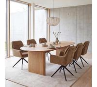 Mendler HWC-Q37 - Juego de 6 sillas de comedor giratorias (680 g/m², felpilla, certificado Öko-Tex, metal), color amarillo mostaza