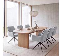 Mendler HWC-Q37 - Juego de 6 sillas de comedor giratorias (680 g/m², felpilla y certificado Öko-Tex, metal), color gris claro