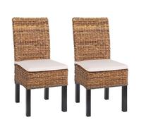Mendler Juego de 2 sillas de comedor de mimbre M69AM Bali con cojines