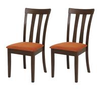 Mendler Juego de 2 sillas de comedor HWC-G46, silla de cocina, tela/textil, madera maciza - estructura oscura, naranja