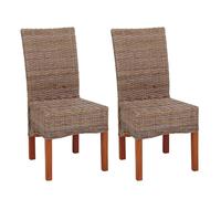 Mendler Juego de 2 sillas de comedor M44AM, ratán Kubu, sin cojín | Silla, silla de mimbre