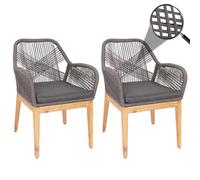 Mendler Juego de 2 sillas de jardín HWC-H56b de madera - gris cojines antracita