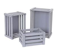 Mendler Juego de 3 caja de madera HWC de C56, cajón-estantería Deko Caja Organizador de fruta (Shabby Look Vintage