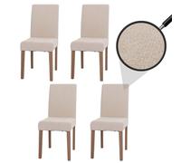 Mendler - Juego de 4 sillas de comedor «Littau» color crema con patas de color natural