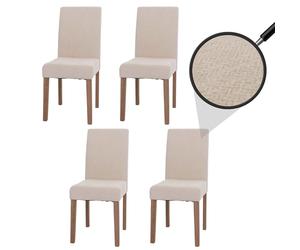 Mendler - Juego de 4 sillas de comedor «Littau» color crema con patas de color natural