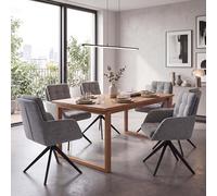 Mendler Juego de 6 sillas de comedor HWC-Q36, silla de cocina giratoria, tela chenilla (680 g/m²), con certificado Oeko-Tex, metal MVG, color gris