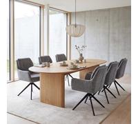 Mendler Juego de 6 sillas de comedor HWC-Q37, silla de cocina giratoria, tela (680 g/m²) Chenille Öko-Tex Metal MVG - Gris