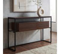 Mendler Mesa consola HWC-P46AM, metal MDF, 80 x 120 x 40 cm, aspecto de | Mesa de teléfono, mesa auxiliar, mesa de almacenamiento, cajón, melamina
