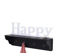 Mendler - Perchero de Pared HWC de D41 Happy, Perchero Estantería, 4 Ganchos Maciza 30 x 60 x 13 cm