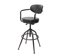 Mendler Taburete de diseño industrial elegante HWC-H10f de acero pintado de piel sintética gris