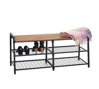 Mendler Zapatero HWC-A27, Organizador de Zapatos, 4 compartimentos, estructura 3D de metal, 40 x 107 x 38 cm, aspecto de roble salvaje