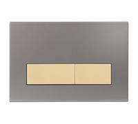 Mendorio Placa de Accionamiento WC, Compatible con Geberit, Sigma, UP300 y UP320, Función de Doble Descarga, Incluye Kit de Palanca y Marco. (Gris oscuro Mate & Oro Mate Botón)