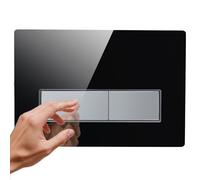 Mendorio Placa de Descarga WC, compatible con Geberit, Sigma, UP300 y UP320, equipada con kit de palanca de descarga y marco de instalación, dimensiones de la placa250×170mm,material acrílico.（Negro）