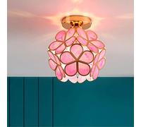 Mengjay Lámpara colgante Diseño Creativo con forma de pétalo,E27 Lámpara de Techo de Cristal Moderna,Lámparas De Araña Salon Lampara Techo Dormitorio, para Iluminación Interior (Pink)