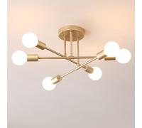 Mengjay Lámpara de Techo, Vintage Candelabros, Lámparas Colgantes Retro Elegante Lámpara Industrial E27 (No Incluidas Bombillas) Iluminación de Metal para Sala, Dormitorio, Restaurante (Oro)