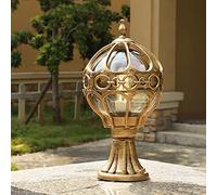 Mengjay Trade Impermeable Lámpara de Pie Exterior metal,Lámpara de Sobremuro Exteriores Aluminio Luces de Pedestal Moderno，para jardín, casa, Garaje, Patio, Muro, Escalera, Patio (Dorado)