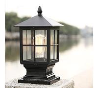 Mengjay Trade Lámpara exterior Ways Stand Pilar，Moderno E27 Lámpara de Jardín， IP44 Impermeable，Aluminio Luces de Pedestal para jardín, casa, Garaje, Patio, Muro, Escalera, Patio (Estilo C-Negro)