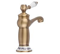 Mengkraan Antiek - Grifo de un solo mando - Latón con adornos florales - Para lavabo/bañera - 19 x 16,5 x 6,4 cm - Fácil de instalar - Grifo para lavabo