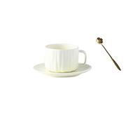 MENGLI-2024 Tazas de café Juego de tazas café Vintage 250ML, taza té cerámica for el hogar alta belleza y plato exquisito juego agua(Blanco)