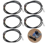 Menibeuty 5 sensores de temperatura resistentes al agua, cable de 3 m, sensor digital de temperatura de acero inoxidable, compatible con Sh elly Addon Arduino RB Pi sistemas Dallas (-55°C bis +125°C)