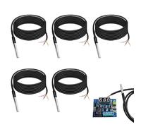 Menibeuty 5 unidades 1 m resistente al agua Sensor de temperatura digital de acero inoxidable Sensación de temperatura cable compatible con Shelly Addon Arduino y RB Pi, iIncluye libro electrónico
