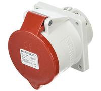 Mennekes 101100260 Bases Semi Empotrables CEE, Tomas de Corriente, 400 V, 50-60 Hz, 32 A, 5 Polos, IP 44, 75 mm x 75 mm Marco, Rojo