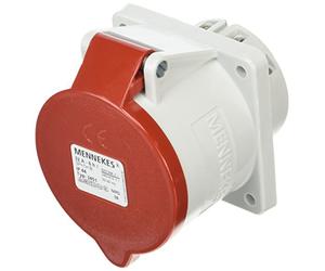Mennekes 101100260 Bases Semi Empotrables CEE, Tomas de Corriente, 400 V, 50-60 Hz, 32 A, 5 Polos, IP 44, 75 mm x 75 mm Marco, Rojo