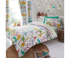 Menor Selva Diversión Juego Funda Edredón Ropa Cama Cuna Niño Multicolor Rayas
