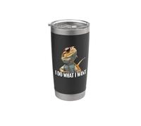 Mens Women Do What I Want Tiny Dinosaur Bearded Dragon Lover Vaso térmico de acero inoxidable de doble pared