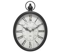 Menterry Reloj de Pared Rectangular Retro, Diseño Antiguo, Estilo Rústico Vintage, Relojes de Pared Silenciosos para Casa de Campo, Cocina, Oficina (Black Oval)