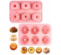 MenYiYDS 2 Piezas Mini Moldes Donuts Silicona, Molde Bizcocho, Molde de silicona para mini pasteles, de Siliconas Reposteria Espiral Antiadherentes para Tartas(rosa A)