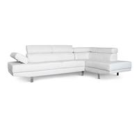 Menzzo Alfa 3327480020333 - Sofá de Esquina con reposacabezas abatibles, Poliuretano, 163 x 260 x 72 cm, Color Blanco