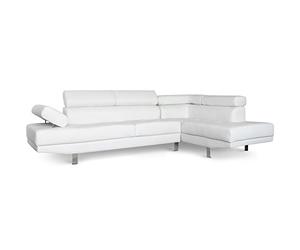 Menzzo Alfa 3327480020333 - Sofá de Esquina con reposacabezas abatibles, Poliuretano, 163 x 260 x 72 cm, Color Blanco